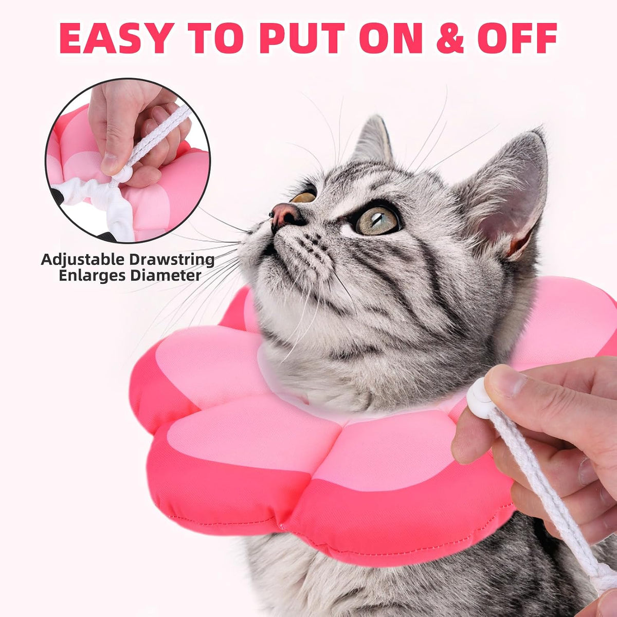 PUPTECK Cat Cone Collar, Soft Kitten Recovery Collar, Lightweight Anti-Bite Lick Elizabethan e Collar for Cats Puppy After Surgery, Pink S
