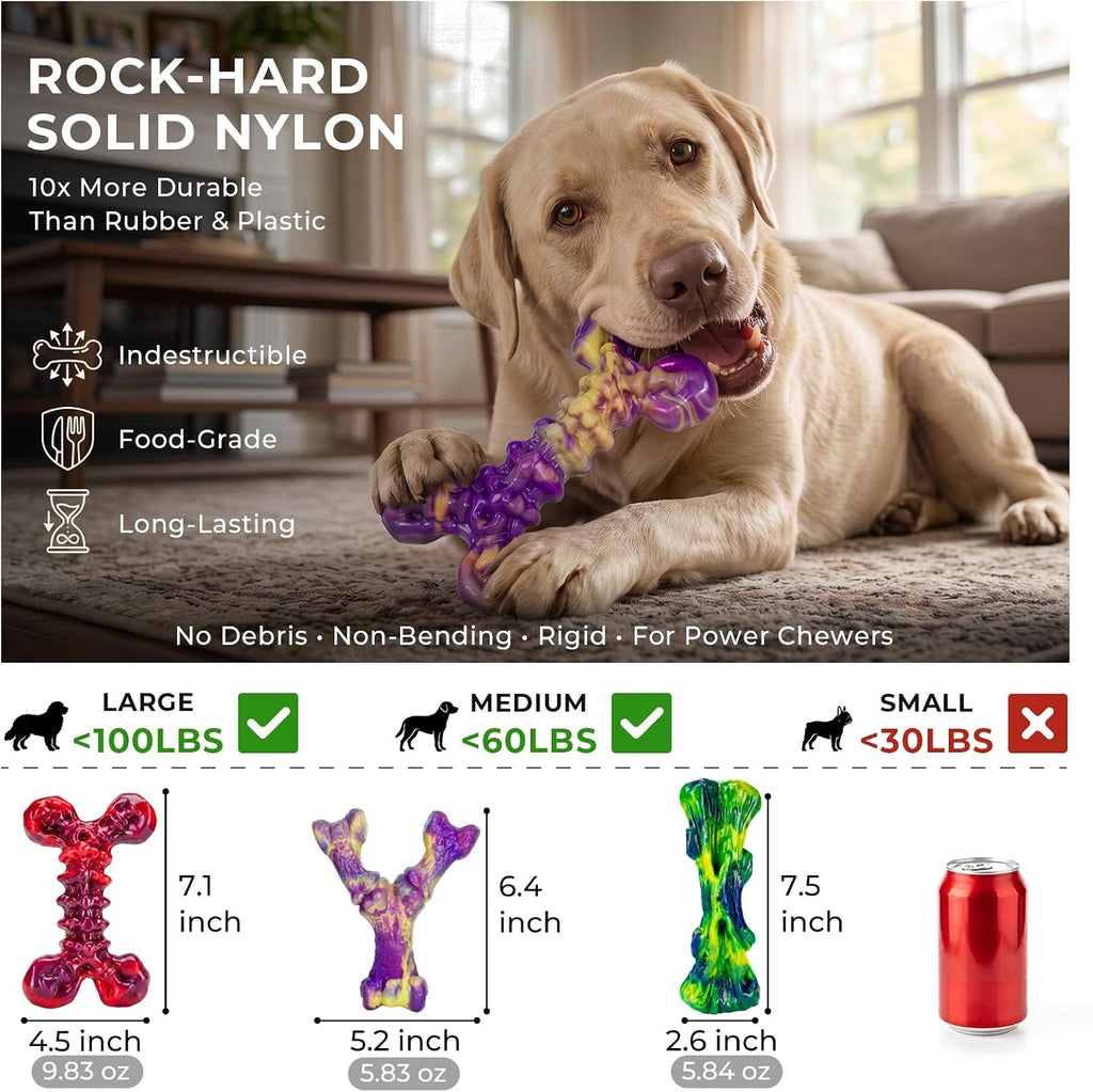 Kseroo 6-Pack Multi-Flavored Tough Dog Chew Toys for Aggressive Chewers