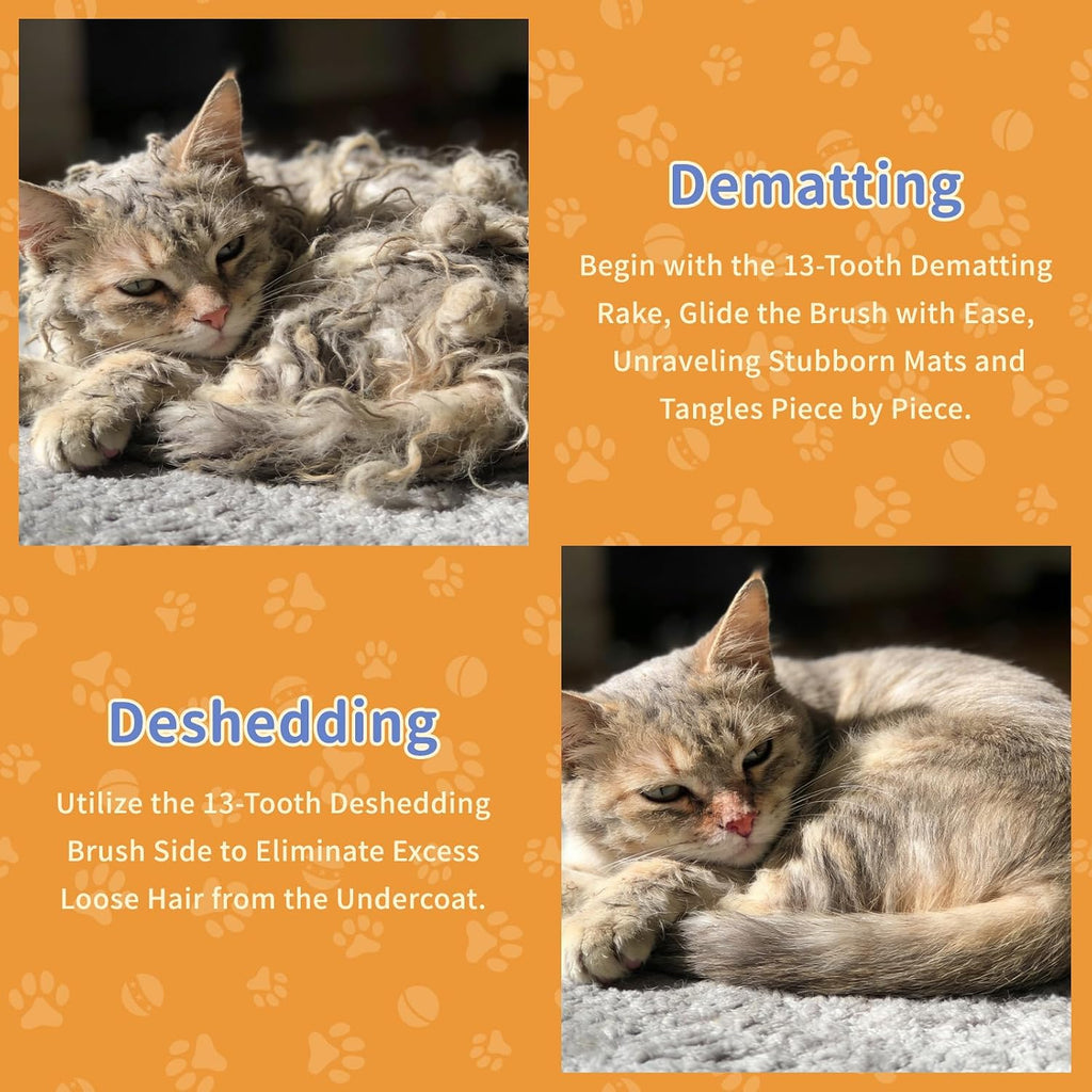 4PCS Pet Grooming Kit Dog Brush Cat Brush Dog Grooming Supplies with Slicker Brush Dematting Comb Flea Comb & Metal Comb Deshedding Dog Brush Cat Brushes for Indoor Cats for Dogs