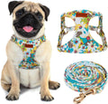 CHEDE No Pull Floral Pattern Dog Harness- Lightweight and Soft Harness, Adjustable Small Dog Harness and Leash Set, with Dog Leash, Suitable for Puppy Small and Medium-Sized Dog