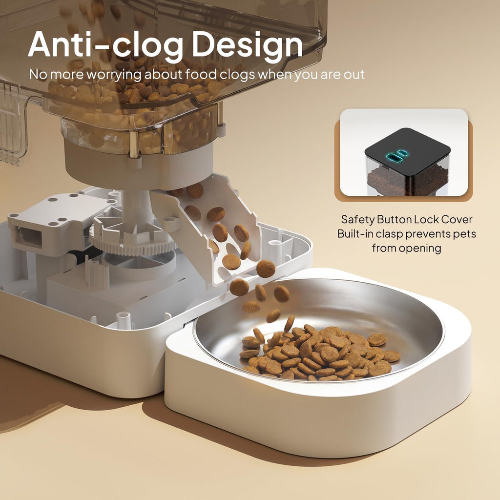 VOLUAS Automatic Cat Feeder, 4L Timed Dry Food Dispenser for Cats & Dogs
