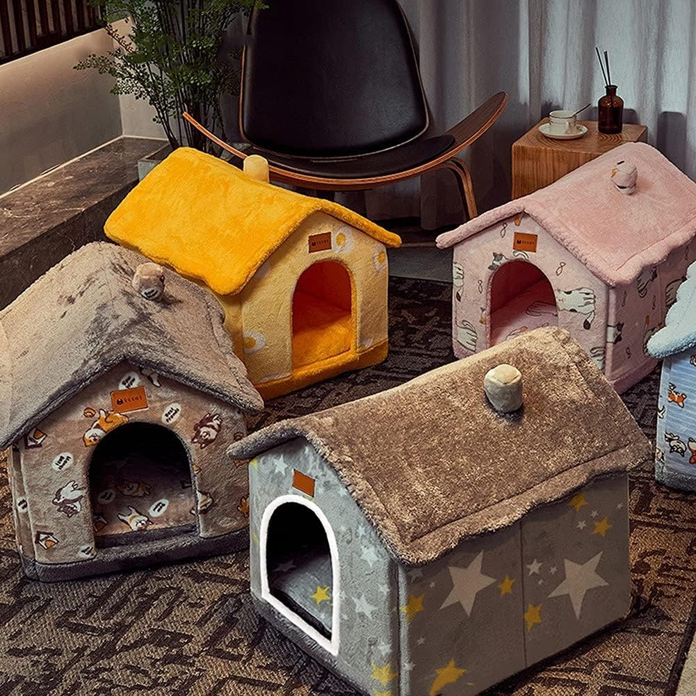 BXEBUI Dog House Indoor Memory Sponge, Foldable Dog House Kennel Bed Mat with Cushion for Small Medium Large Dogs Cats, Winter Warm Cat Nest Puppy Cave Sofa Pet Products (Small)