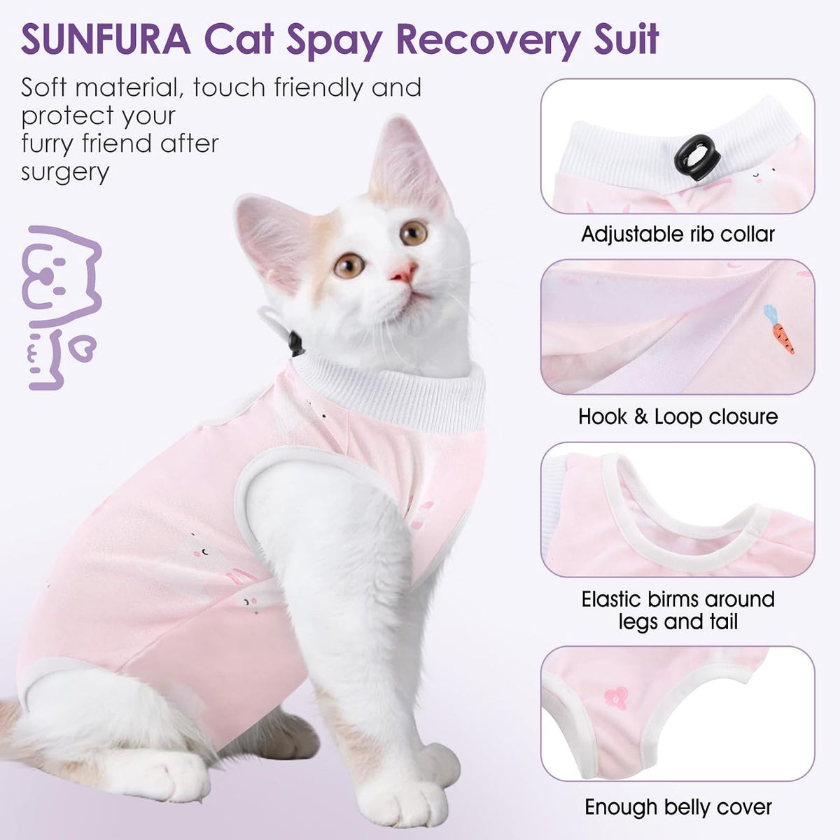 Cat Recovery Suit, Soft Kitten Onesie for Cats After Surgery Female