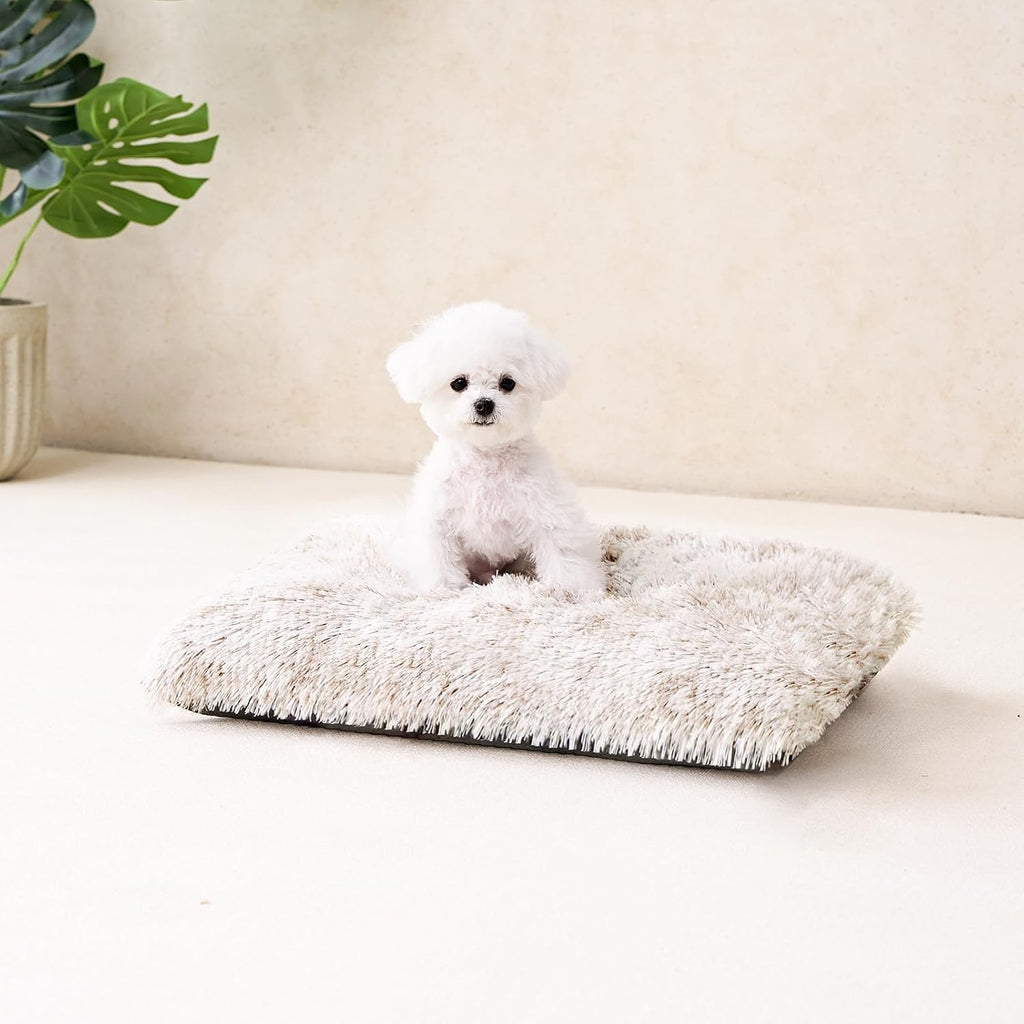 EHEYCIGA Fluffy Dog Crate Bed for Small Dogs, Plush Crate Pad, Brown