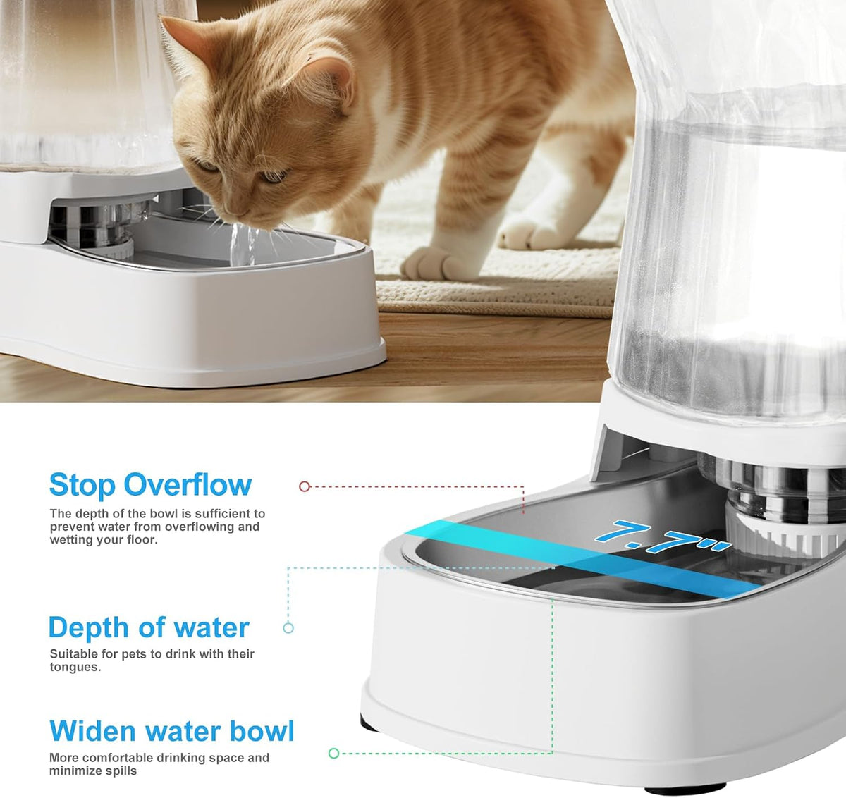 Automatic Dog Water Dispenser, Stainless Steel Bowls Feeder, 100% BPA-Free
