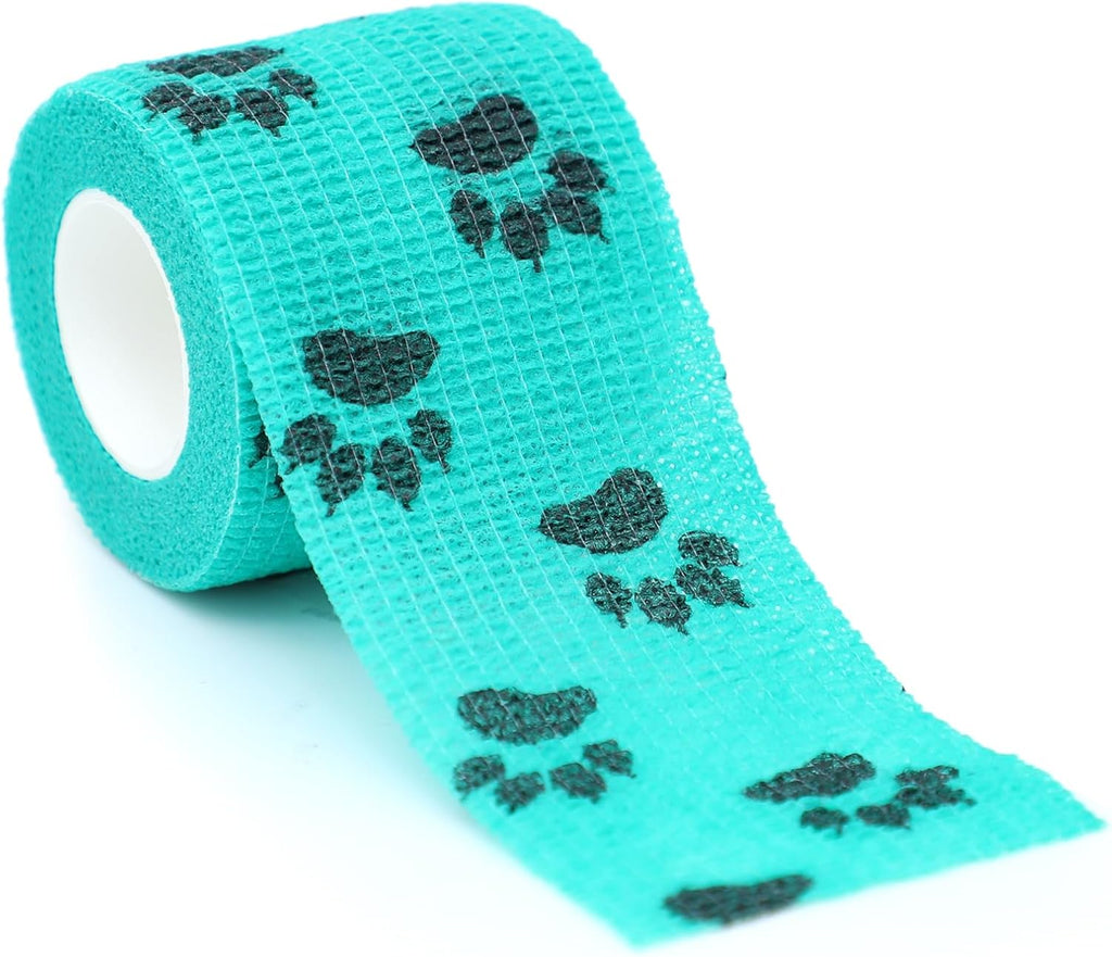 Self Adhesive Bandage Wrap Animal Cohesive Bandage Self Adherent Wrap First Aid Tape for Dogs Cats Horses Birds & Wrist Healing Ankle Sprain (2 Inch Green Set 6 Rolls)