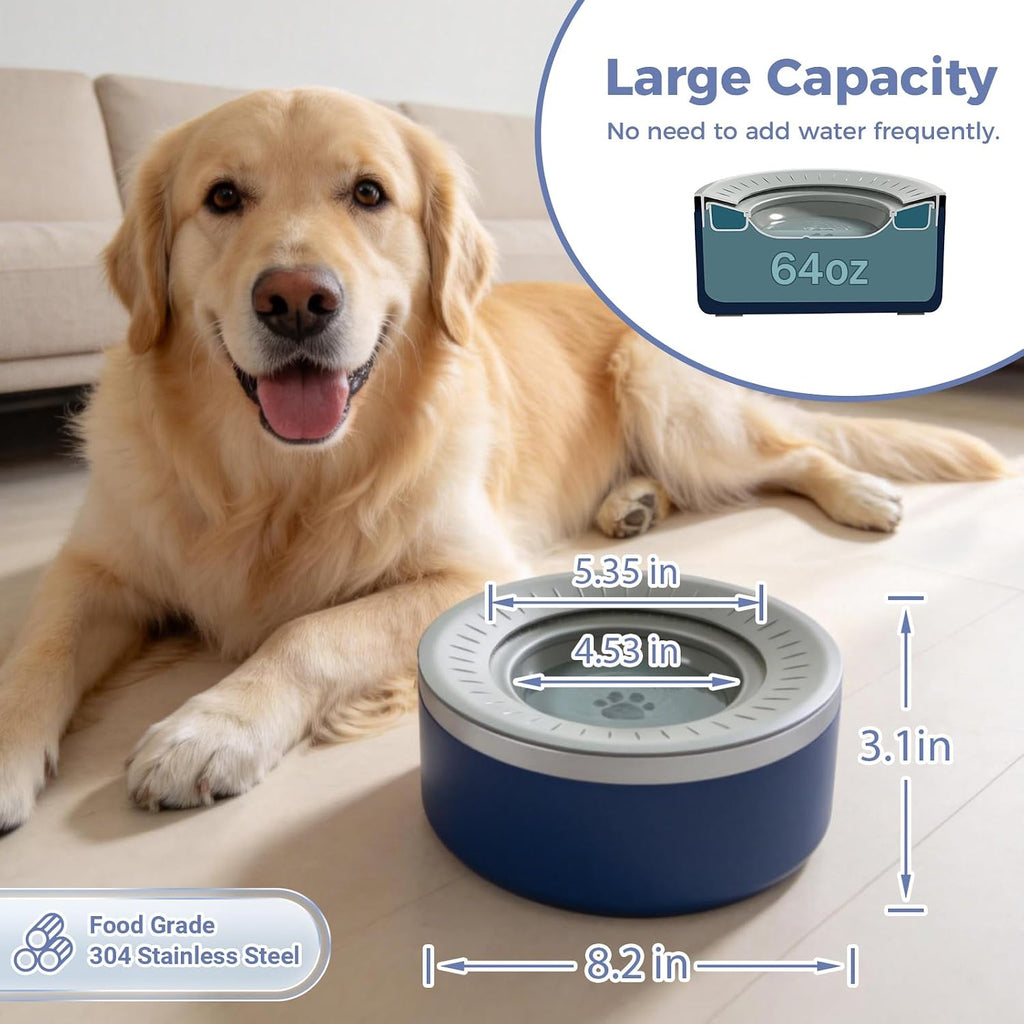 Stainless Steel Dog Water Bowls, No Spill Water Bowls for Dogs, Blue