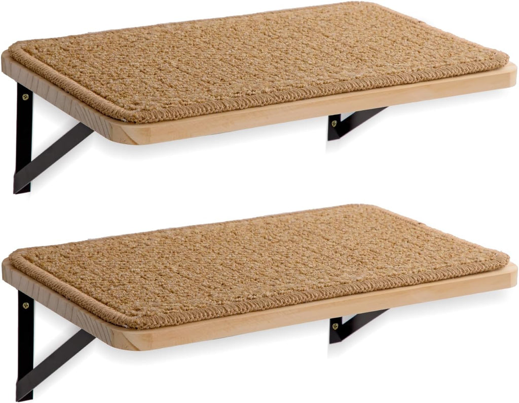2Pack Wooden Cat Wall Shelves with Sisal Mat,16x9.8 Inch Cat Wall Step and Bed for Sleeping,Scratching and Playing.