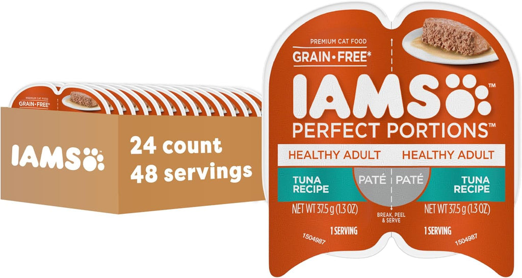 IAMS Perfect Portions Healthy Adult Pate Wet Cat Food, Tuna, 24 Count