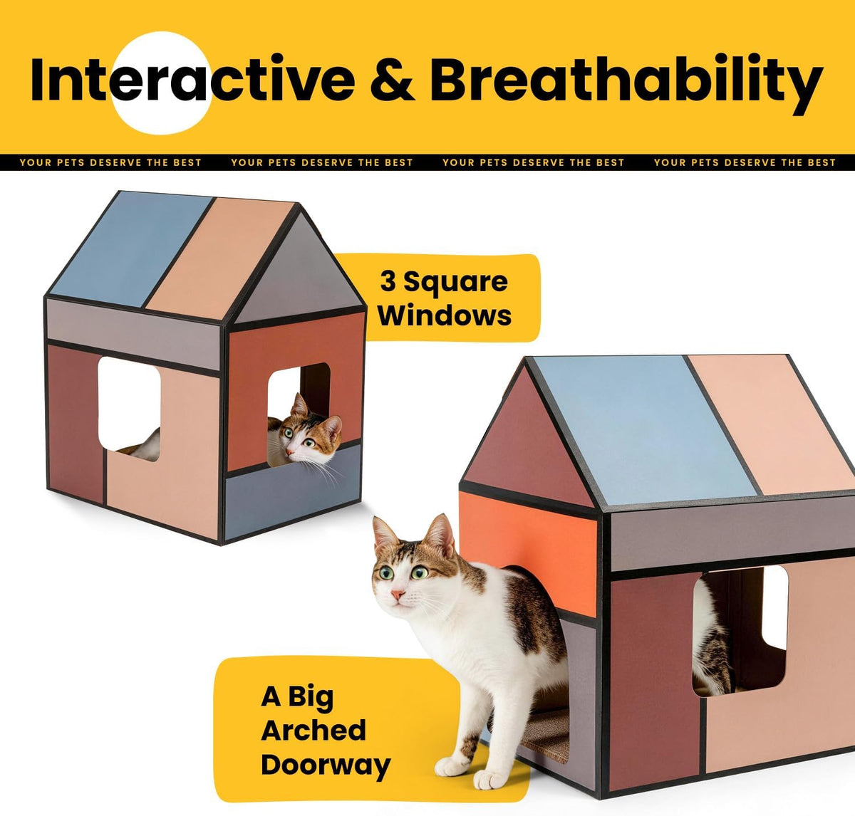 Conlun Large Cat House Scratching Pad Indoor Cave <18 lbs