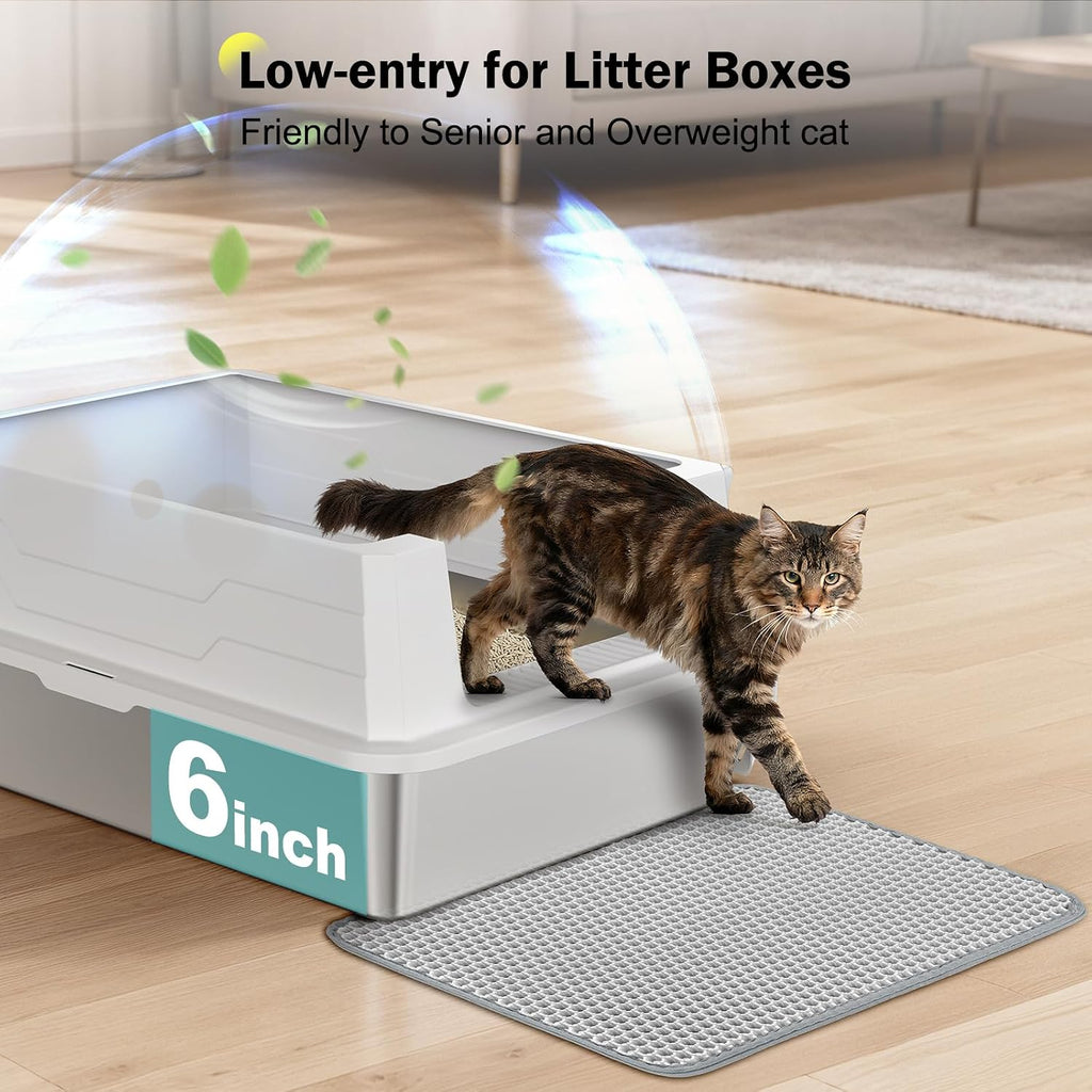 Stainless Steel Litter Box Extra Large for Big Cats Multi-Cats, Jumbo Extra Large Metal Cat Litter Box with High Sided Lid, Anti-Urine Leakage, Non-Stick,Include Litter Scoop