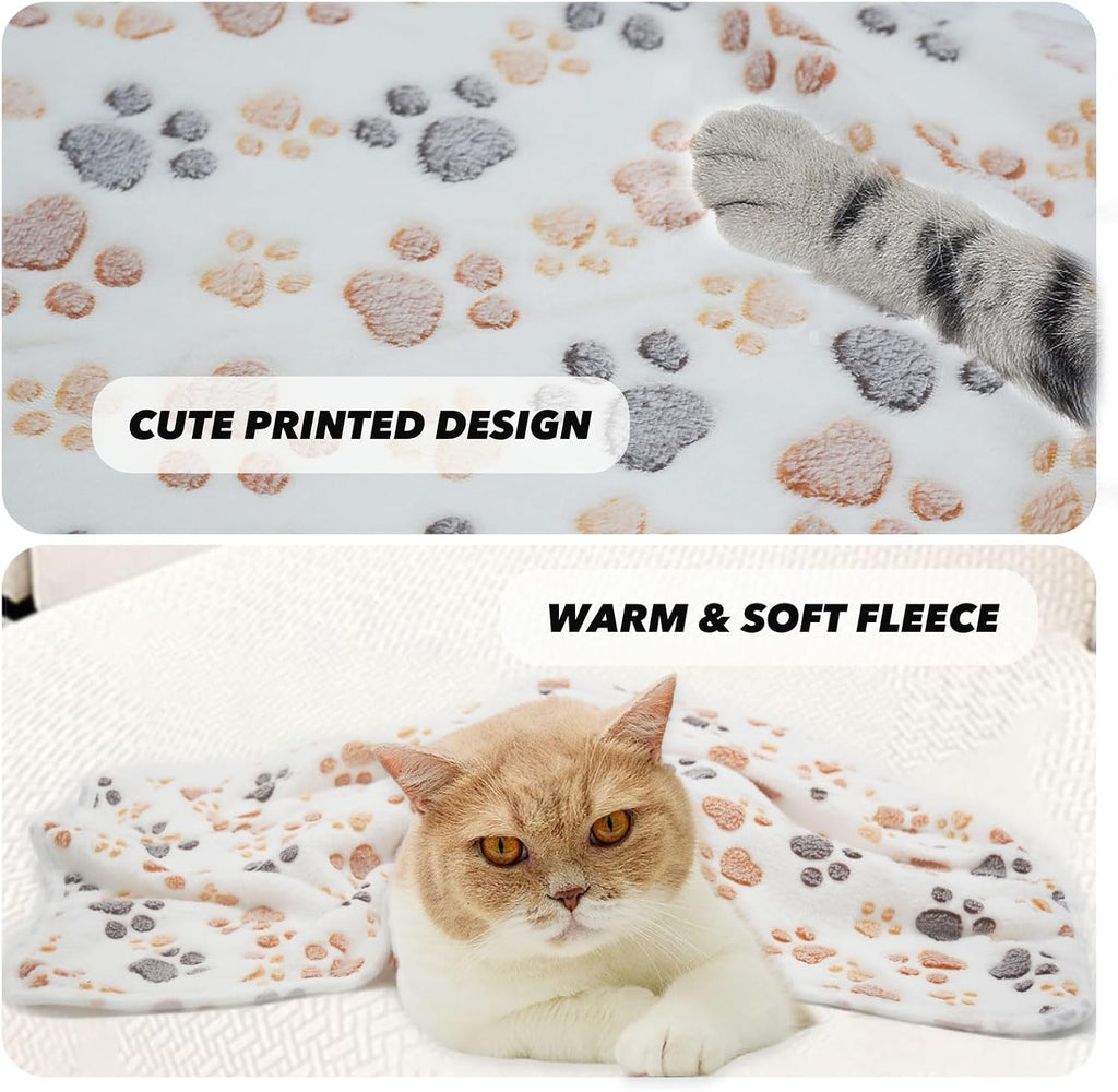 SORKUT 1 Pack 3 Puppy Blanket, White Paw Pet Blanket for Dogs Cat, 40"x30"
