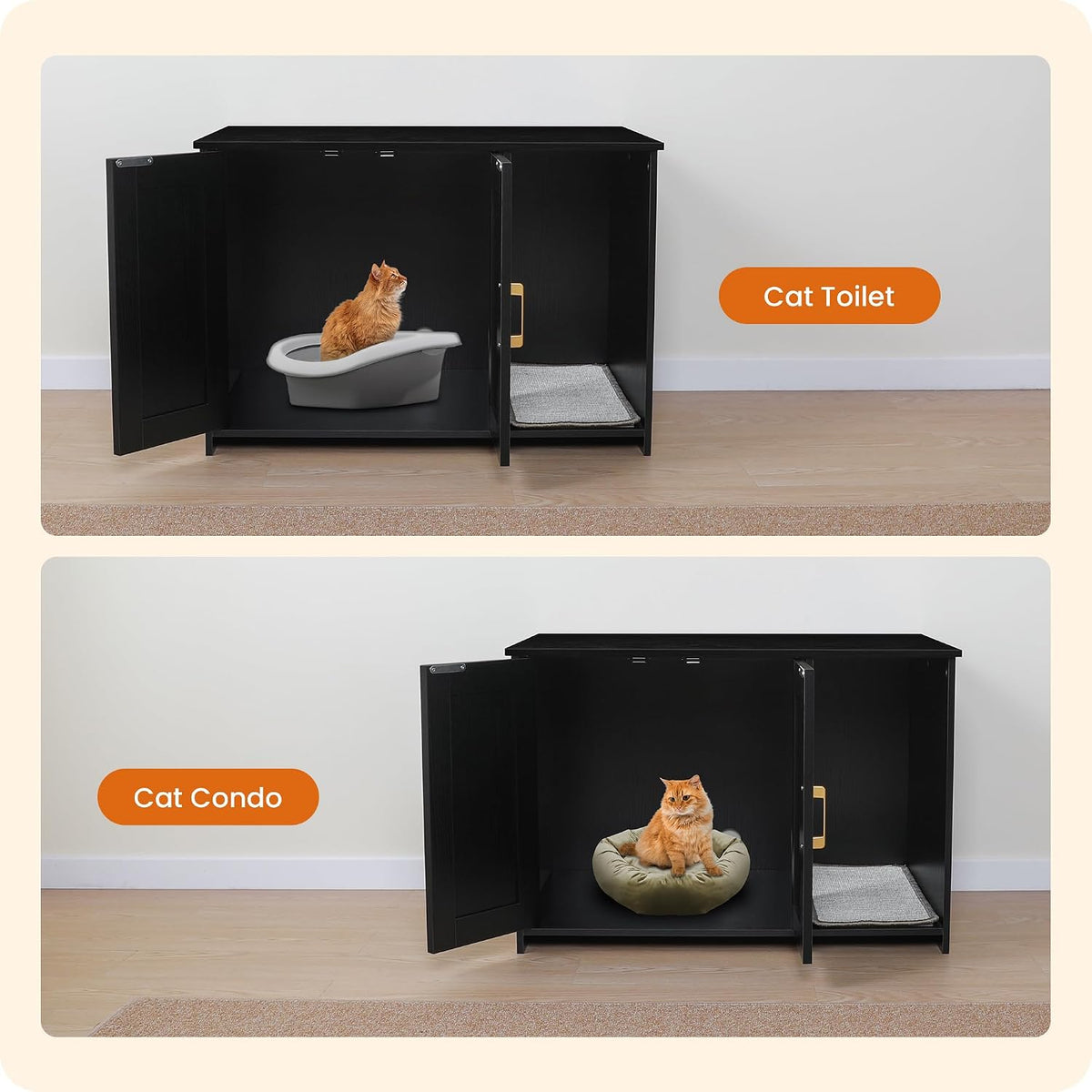 Dwanton Cat Litter Box Enclosure, with Scratching Mat, 31.5" x 19.7"x 21.7"