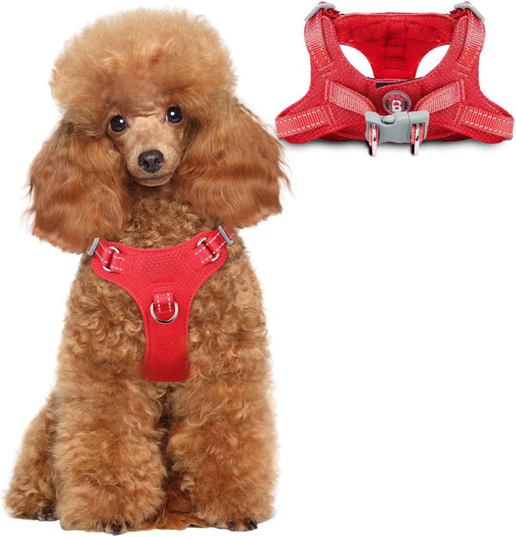 Dog Harness Step in Dog Vest Harness, Reflective Adjustable Puppy No Pull Harness Breathable Soft for Small and Medium Dogs Cats, Red, XS