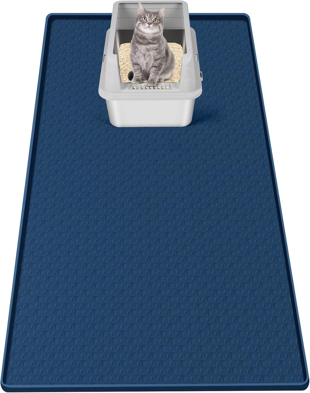 Cat Litter Mat for Litter Box 51"x25.6" Extra Large Silicone Mat, Blue