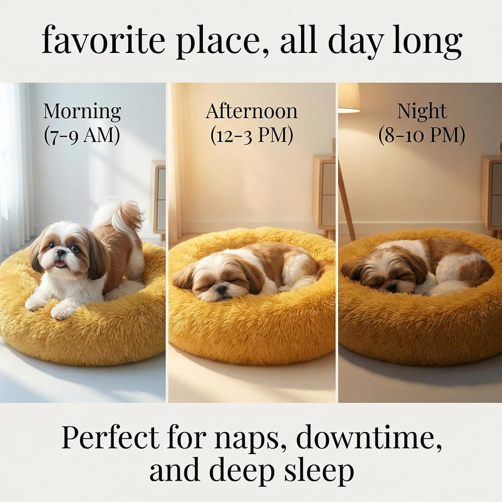 nononfish Cozy Dog Bed for Small Dogs,Plush Calming Pet Bed