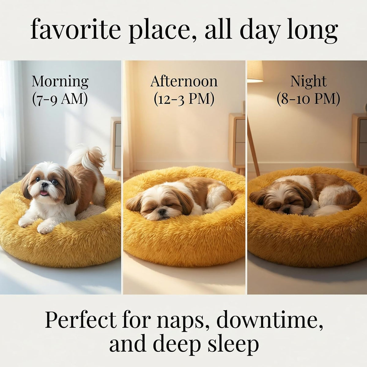 nononfish Cozy Dog Bed for Small Dogs,Plush Calming Pet Bed