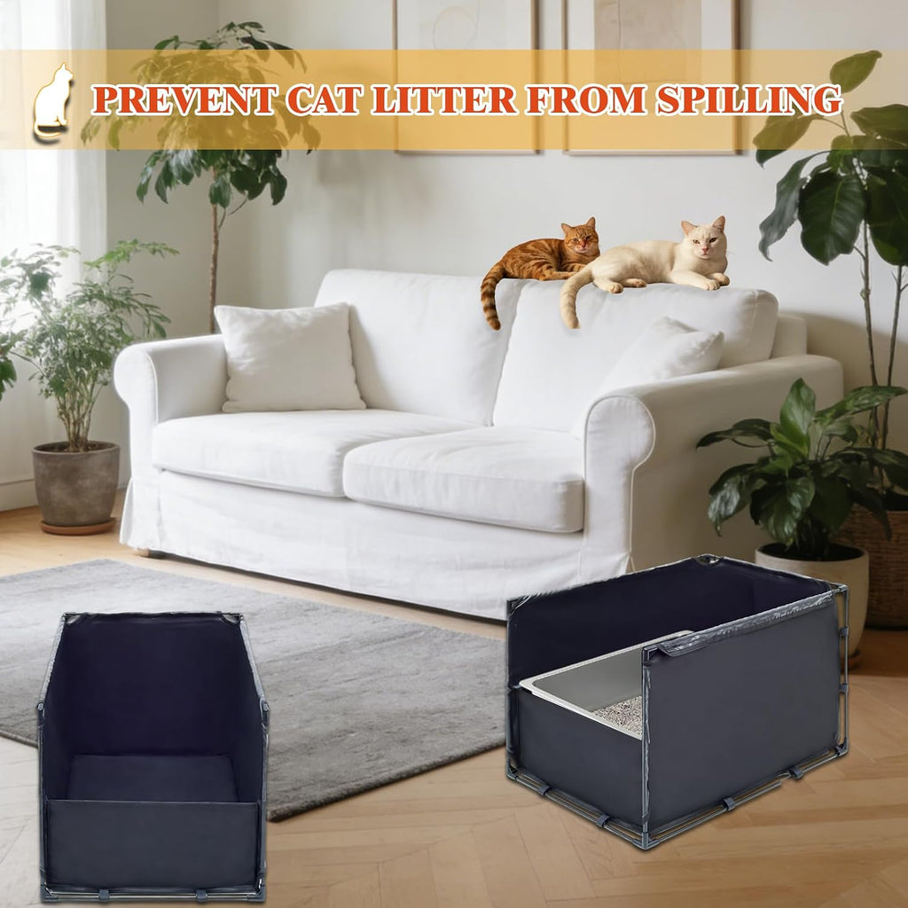 Medium Cat Litter Box Enclosure with High Front Splash Guard