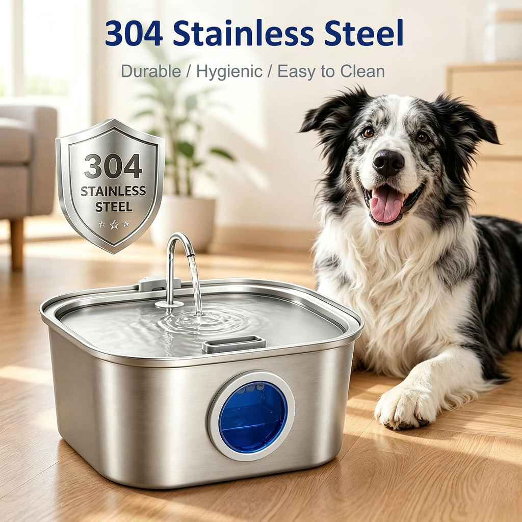 Dog Water Fountain for Large Dogs, 8L/270oz Stainless Steel Dog Bowl
