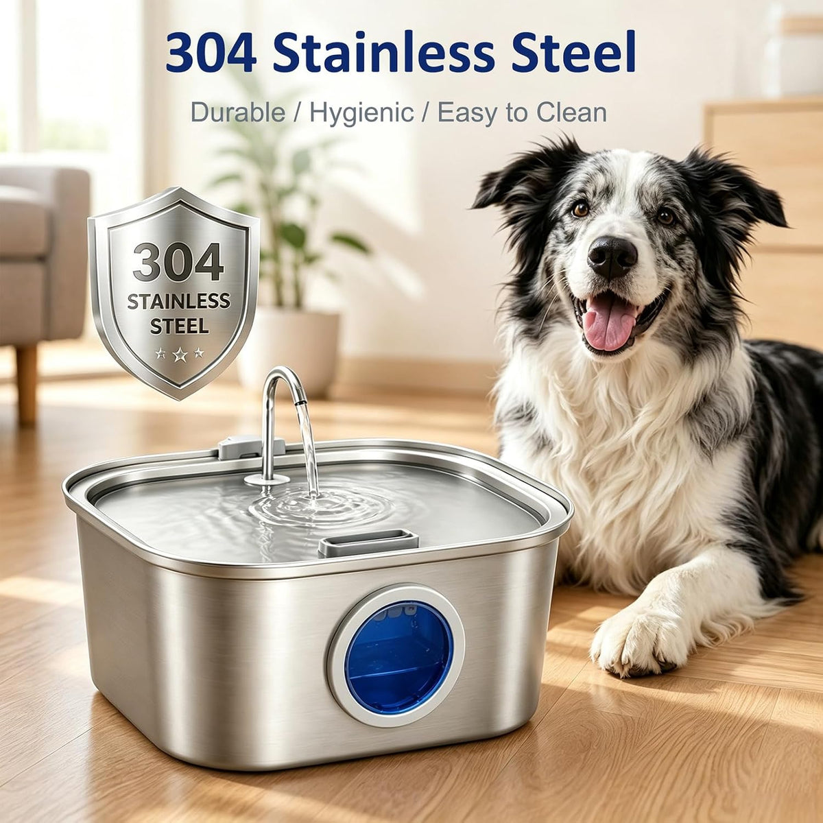 Dog Water Fountain for Large Dogs, 8L/270oz Stainless Steel Dog Bowl
