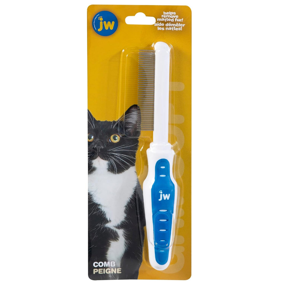 JW Pet GripSoft Cat Comb - Medium & Long Haired Cat Brush for Shedding & Tangle Removal (Pack of 3)