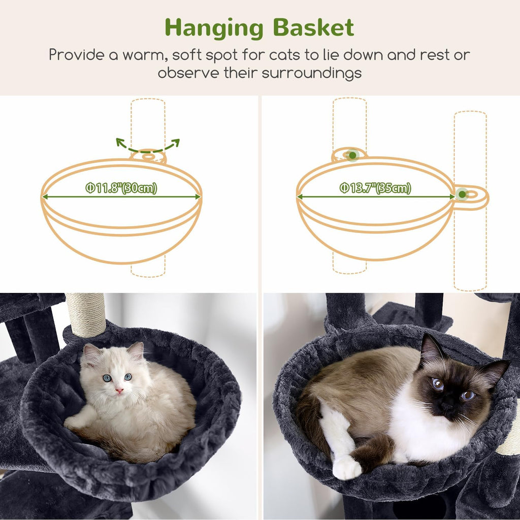 Globlazer Sturdy Extra Large Cat Tower for Indoor Cats, S81C, Dark Grey