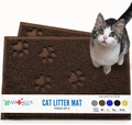 Andalus Small Cat Litter Mat, Pack of 2 - Waterproof, Non-Slip & Easy to Clean Cat Litter Box Mat for Extra Efficient Pet Litter-Trapping, Brown (15.75” X 11.75”)