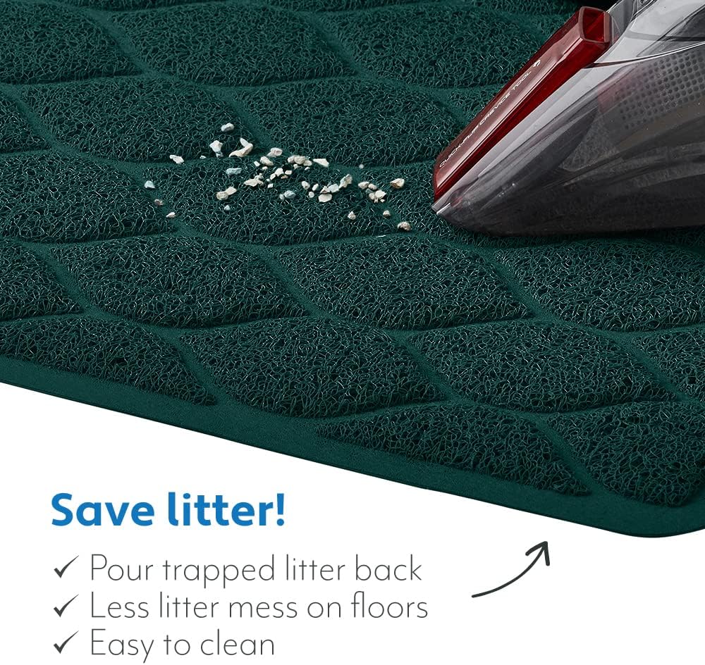 MIGHTY MONKEY Waterproof Cat Litter Box Mat, BPA Free, 24x17 Hunter Green | Easy Clean Floors, Textured Backing, Soft on Sensitive Kitty Paws, Cats Accessories, Less Waste, Stays in Place