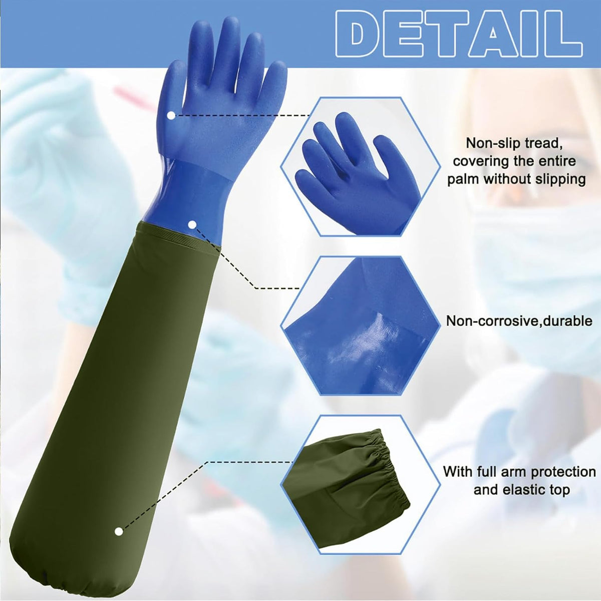 YOFANG 27.2" Long Sleeve Pet Grooming Bathing Gloves Anti-Scratch