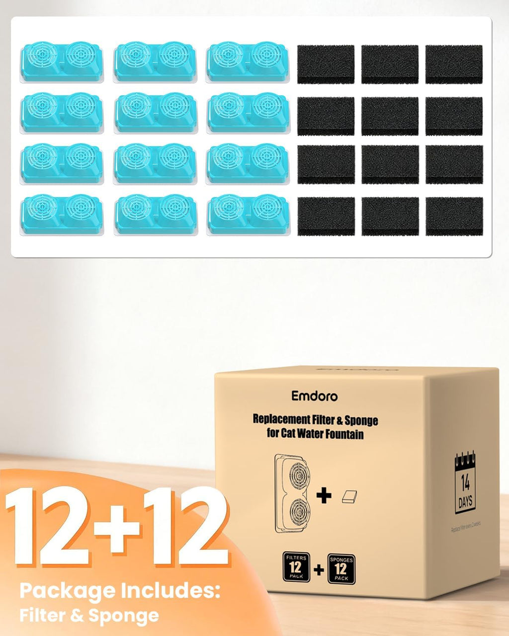 Official Replacement Filters for 3.2L/108oz Cordless Cat Fountain