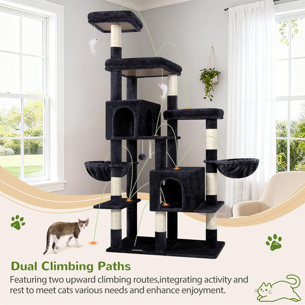 Globlazer 74in Large Sturdy Cat Tree for Large Cats, F74F, Dark Grey