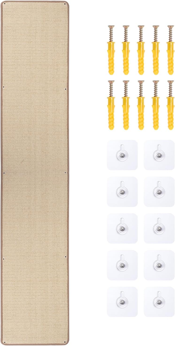 Uranshin Natural Sisal Cat Wall Climbing Carpet, Wall Scratcher Mat Pad
