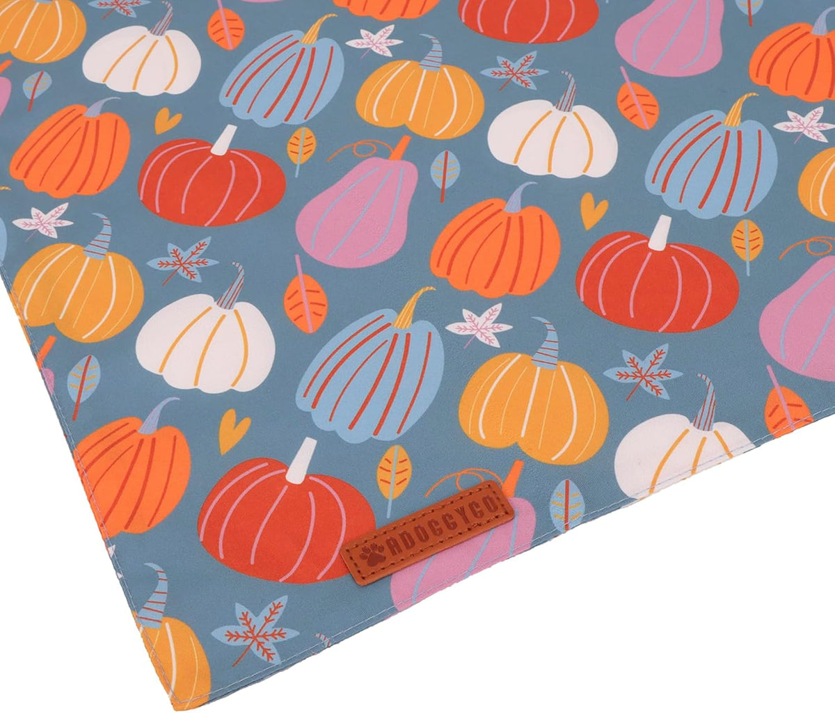 ADOGGYGO Thanksgiving Dog Bandana, Fall Harvest Pumpkin Dog Scarf, X-Large