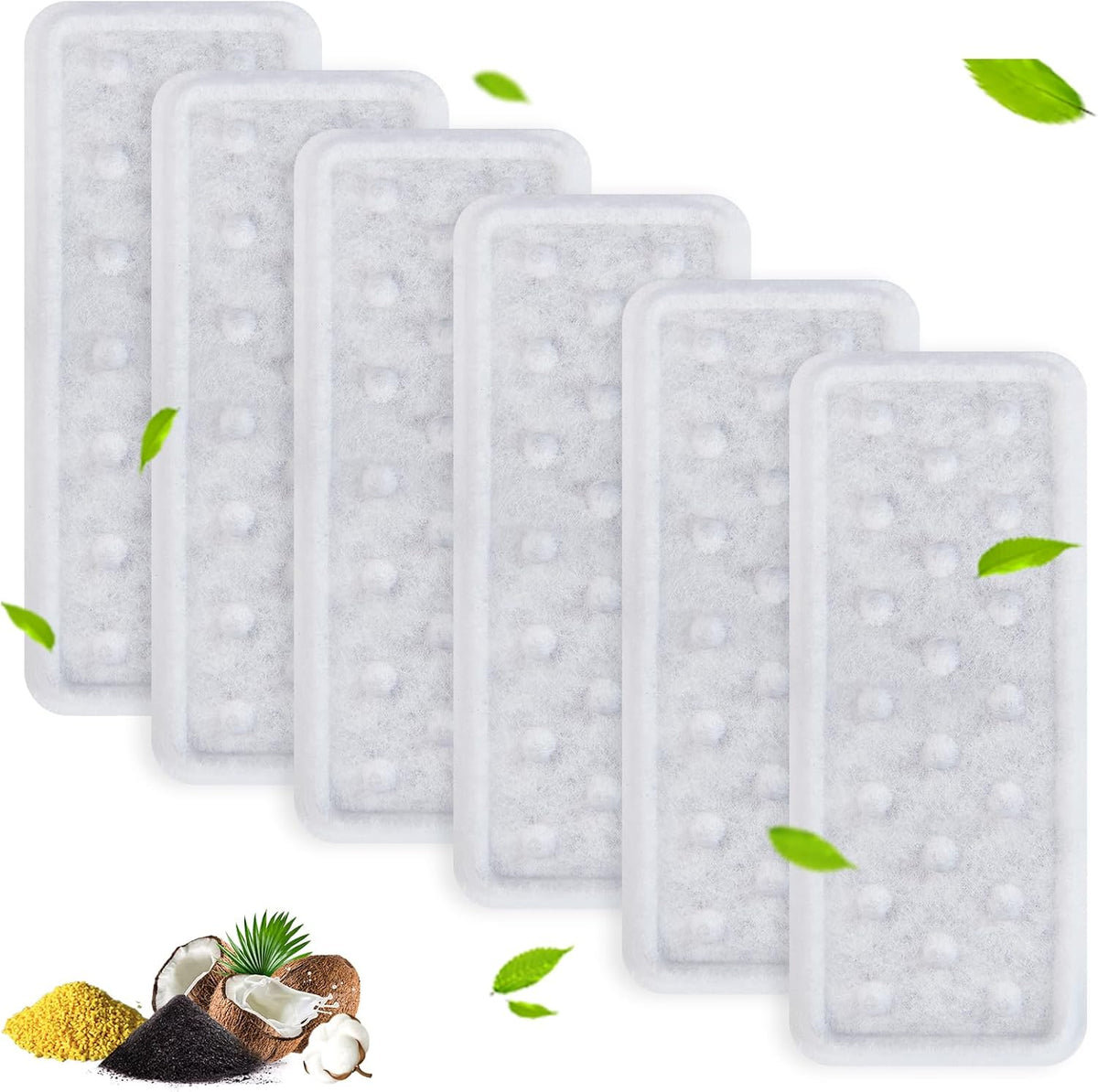 PETTEN Cat Water Fountain Filters,12 Pet Fountain Filter：6 Carbon Filters & 6 Sponges Filters Set for 80oz/2.4L Ultra-Quiet Pet Water Fountain for Cats/Small Dog
