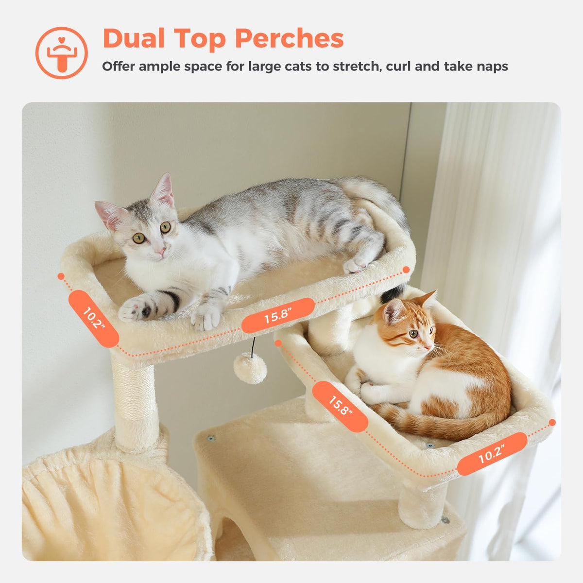 69" Tall Cat Tree for Indoor Cats Large Adult, Multi-Level Cat Tower