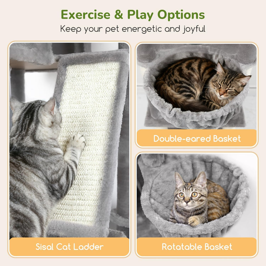 Globlazer 80in Extra Large Tall Corner Cat Tree Tower, S80G, Light Grey