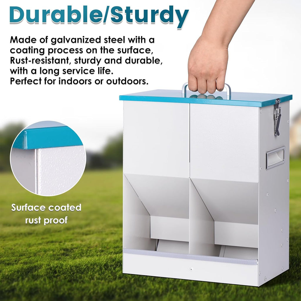 Automatic Cat Feeder for 2 Cat, 42cups/10L Automatic Pet Feeder for Dogs and Cats, Multiple Cats Feeder Outdoor Large Capacity Galvanized Steel Gravity Pet Dog Dry Food Dispenser (10L)