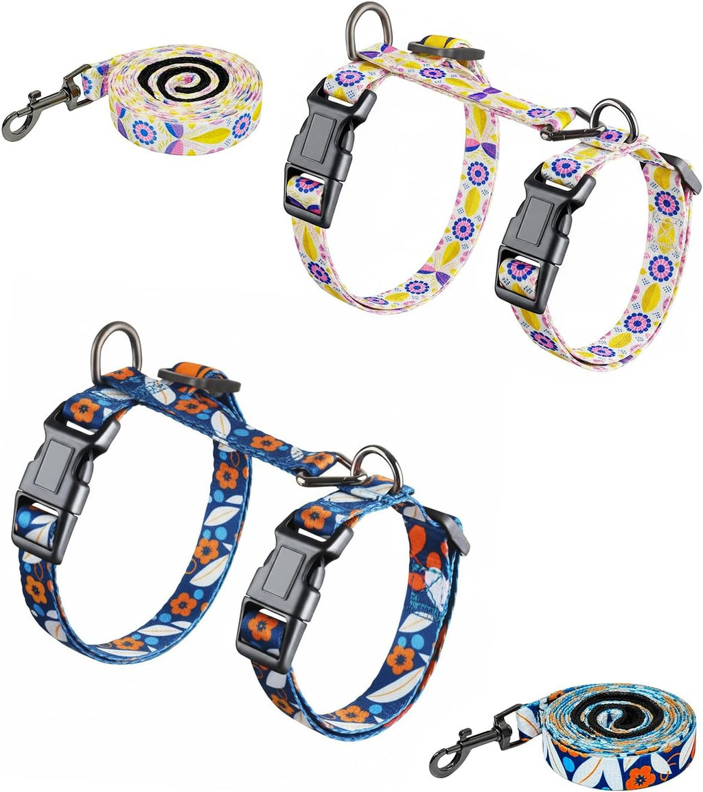 Halypet 2-Pack Cat Harness and Leash Set, Escape Proof 3-in-1 Adjustable Harness for Cats, Soft Lightweight, Easy On & Control for Walking, Travel & Outdoor Use, Medium (White & Navy)