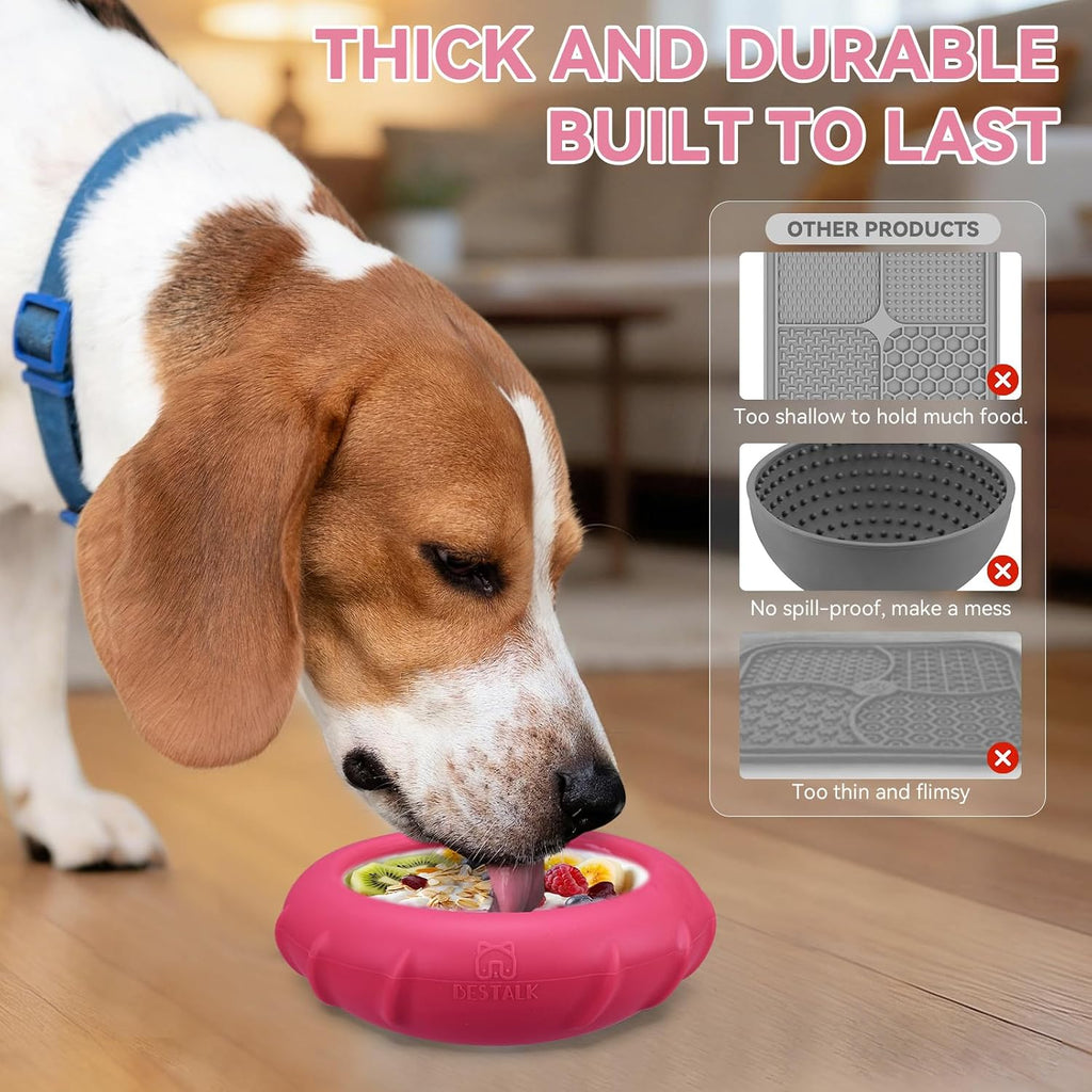 Dog Lick Bowl, Bestalk Wobbly Freeze Bowl Enrichment Feeder for Dogs, Anxiety Relief Lick Mat Puzzle Toy for Distraction, BPA Free Silicone, Dishwasher Safe(Rose,S)