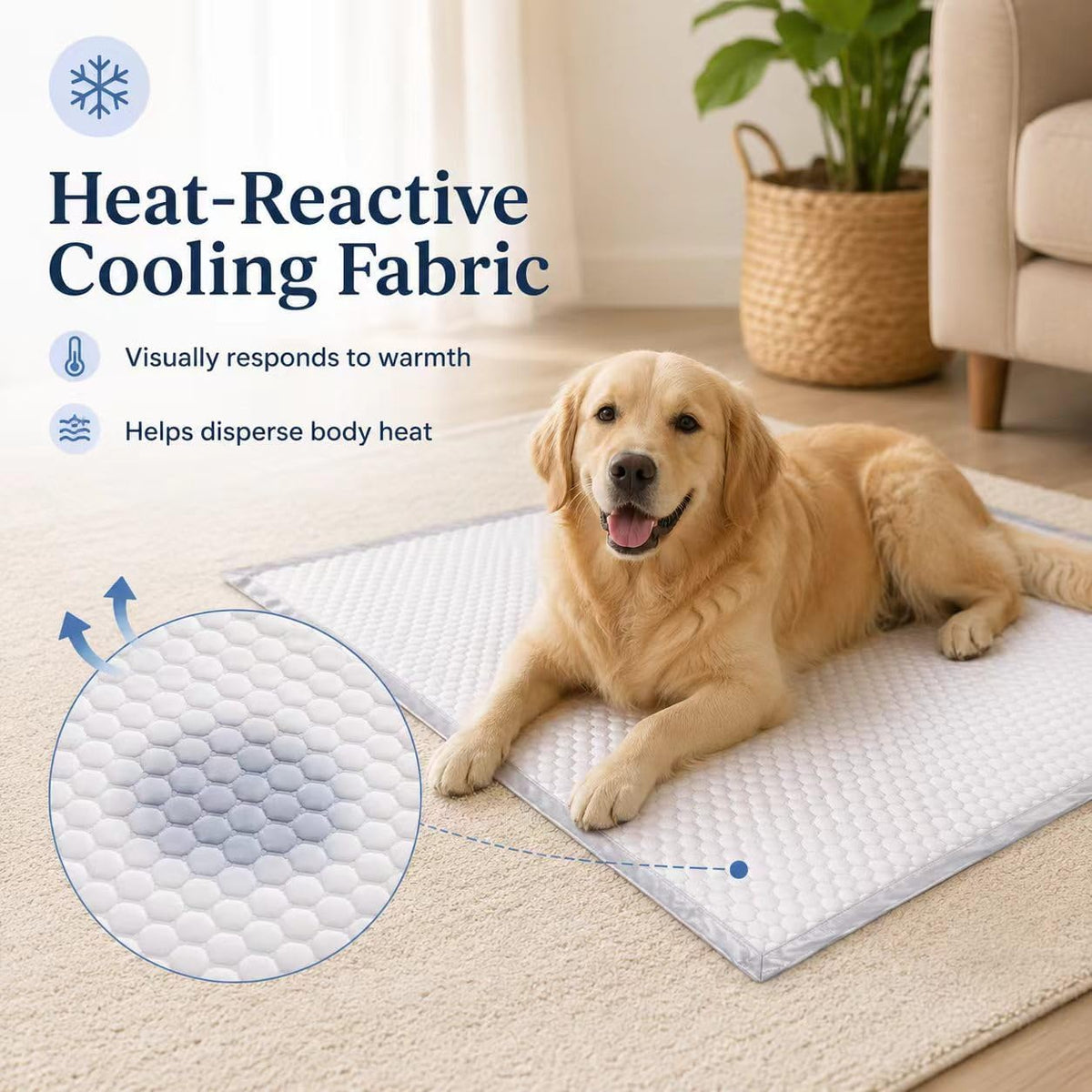 ZIVZIV Cooling Mat for Dogs – Ultra-High Molecular Weight Polyethylene Fiber, Self-Cooling Pad with Color-Changing Technology, Durable & Bite-Resistant Pet Mat for Crate, Sofa,and Bed(32x44inch)
