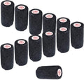 3 Inch Self Adhesive Bandage Wrap - Self-Sticking Vet Wrap - Black, 12 Pack