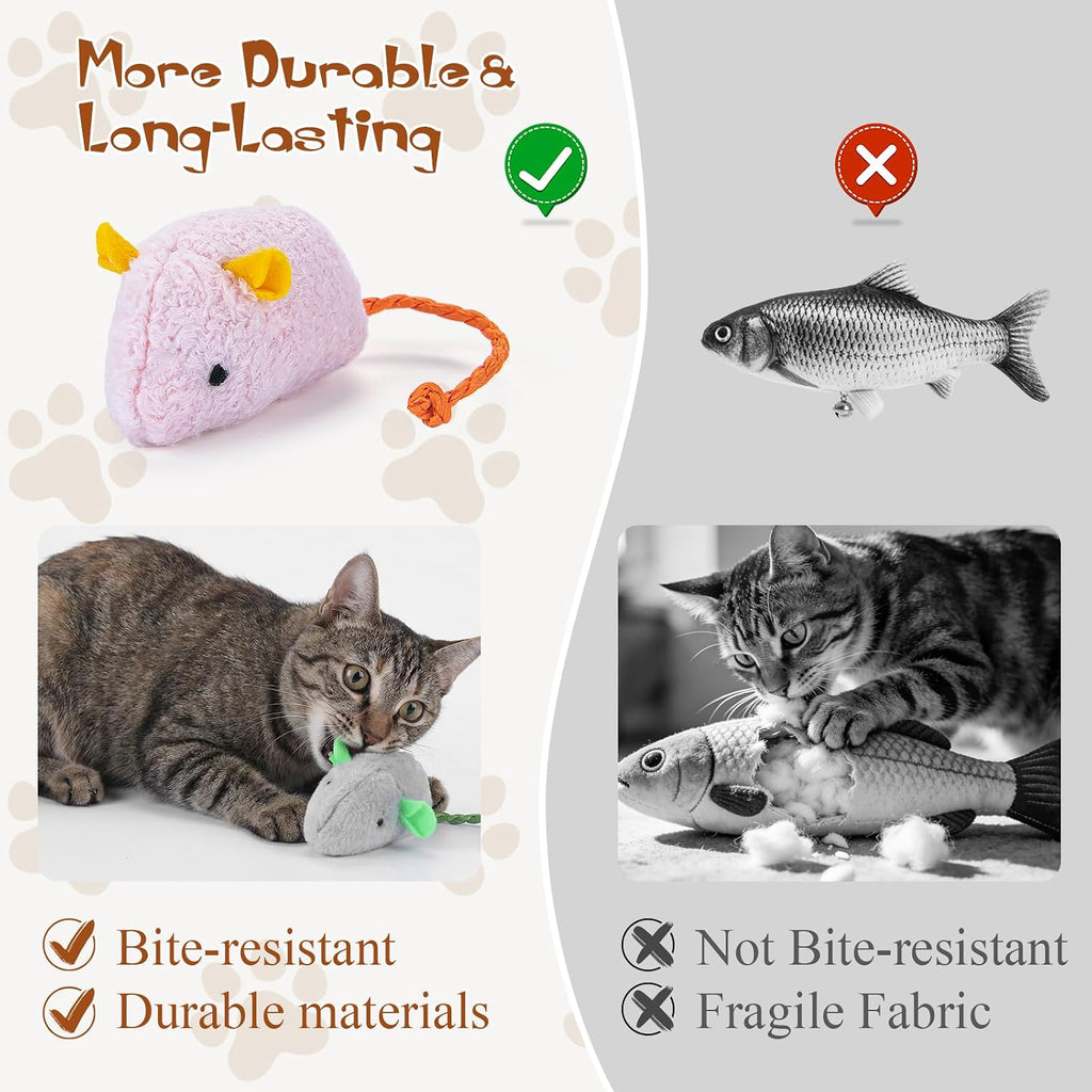 NAHSHON 15PCS Cat Mouse Toys Prefilled Catnip