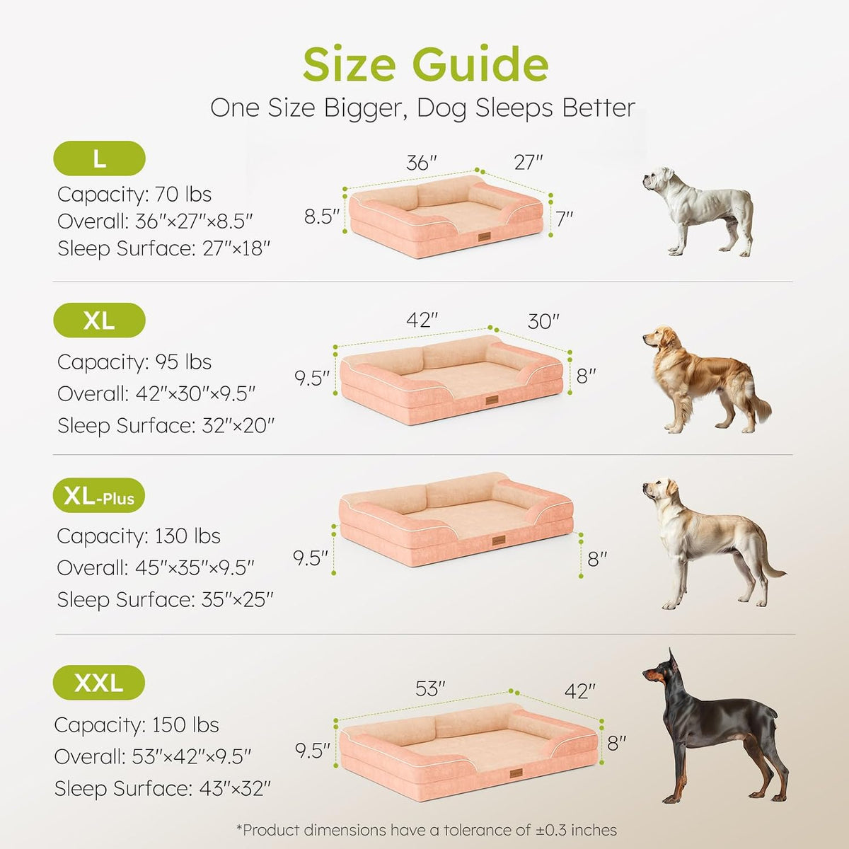 CWAWZ Jumbo Dog Bed for Extra Large Dogs, Orthopedic Dog Bed with Cooling Gel Memory Foam, Waterproof Pet Bed with Removable Washable Cover, 45" Pet Sofa Couch Dutch Velvet with Bone Toy, Peach Pink