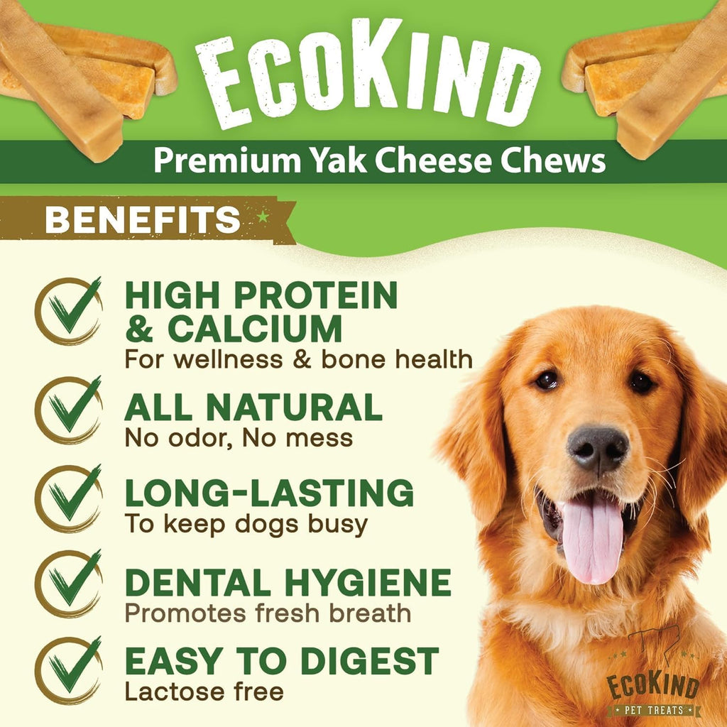 EcoKind Yak Cheese Himalayan Dog Chews, Yak Chews for Medium Dogs, 12 Bones