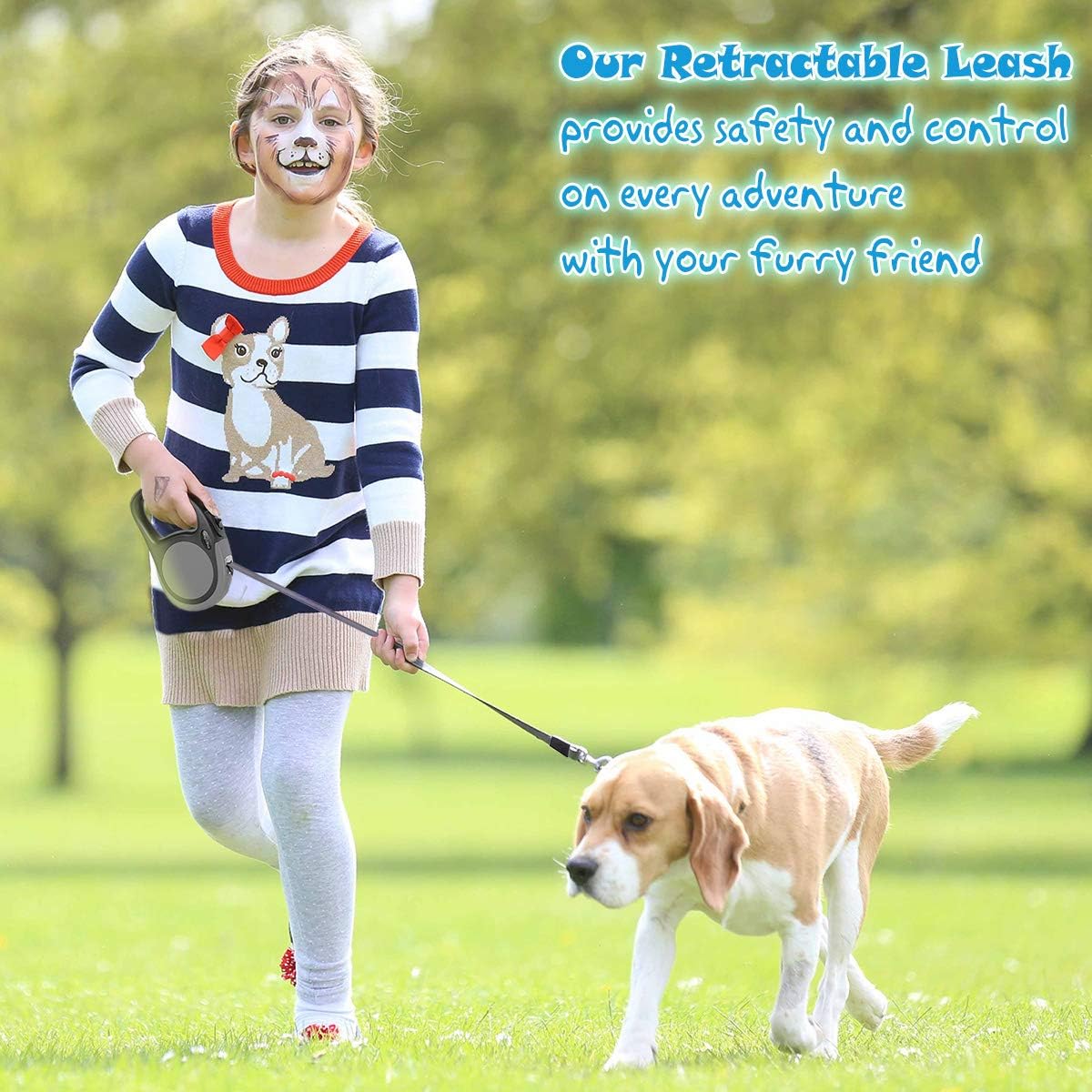 Heavy Duty Retractable Dog Leash-16ft Strong & Durable Walking Leash for S to L Dogs up to 45/115 lbs, Upgraded Lock System, Non Slip Grip, Tangle Free (Grey, Small/Medium)