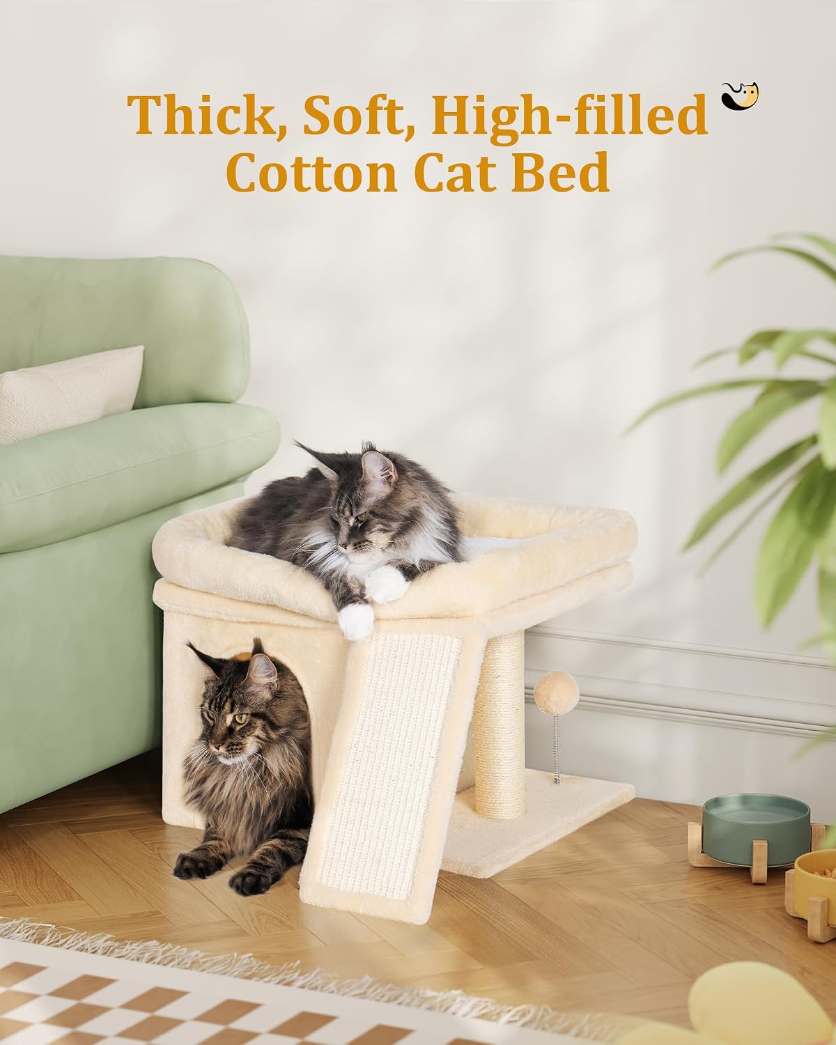 Aechonow Small Cat Tree Tower for Large Cat, Cat Bed House with Large Perch
