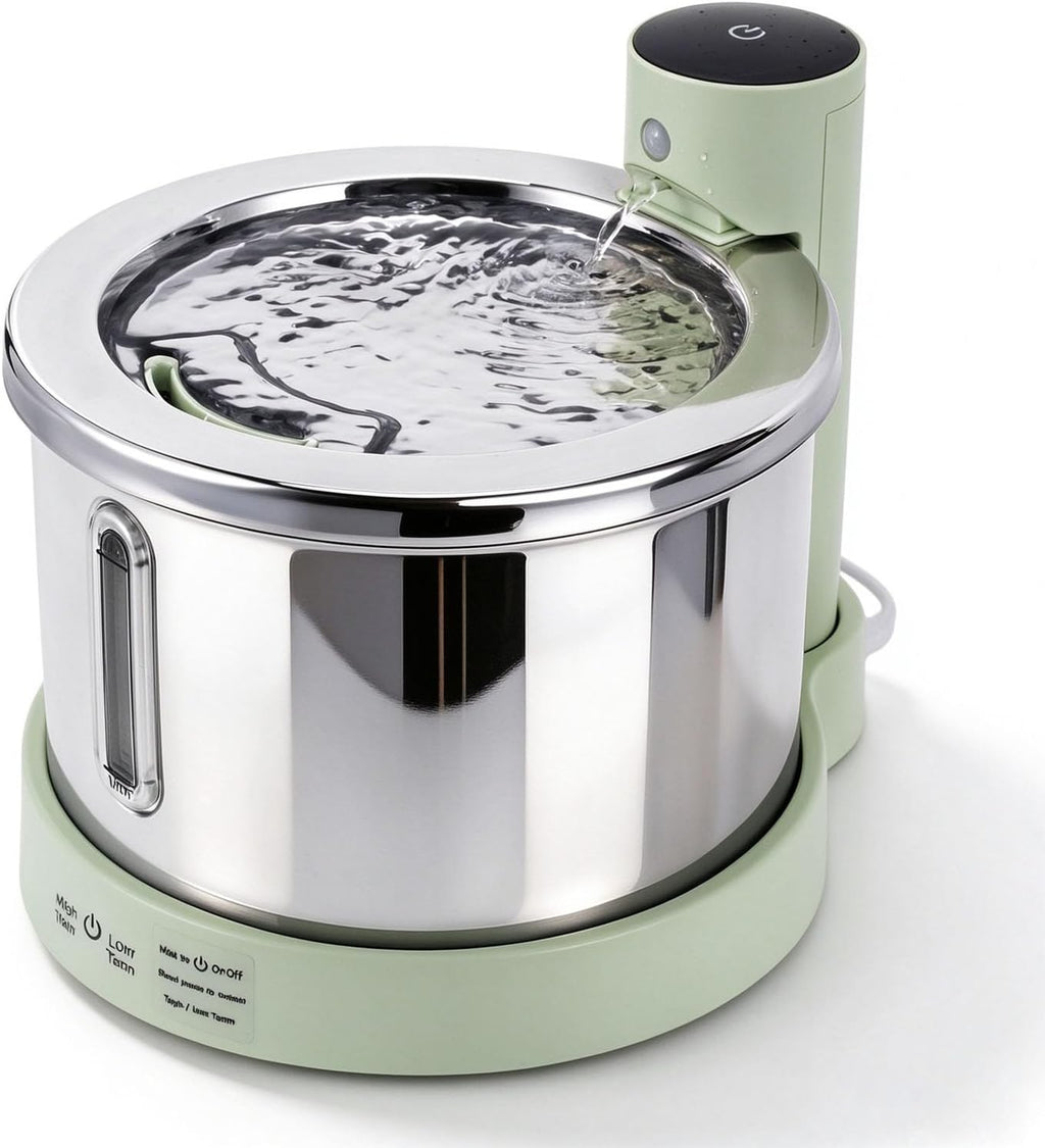 Wireless Stainless Steel Cat Water Fountain, 3L Induction Dispenser