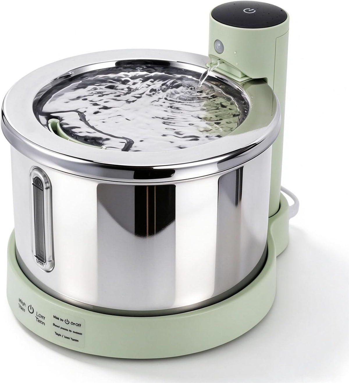 Wireless Stainless Steel Cat Water Fountain, 3L Induction Dispenser