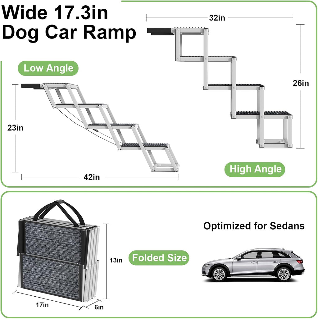 Dog Stairs for Car, Foldable Dog Ramp for Large Dogs, Pet Steps