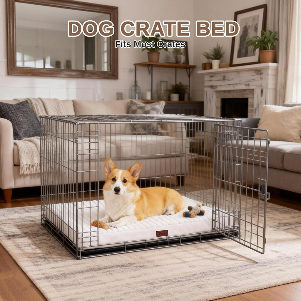 Orthopedic Dog Bed for Large Dogs,Firm Egg Crate Foam,Non-Slip Bottom,Beige